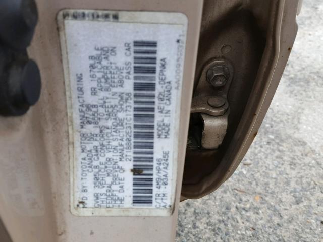 2T1BB02E3TC173758 - 1996 TOYOTA COROLLA DX SILVER photo 10