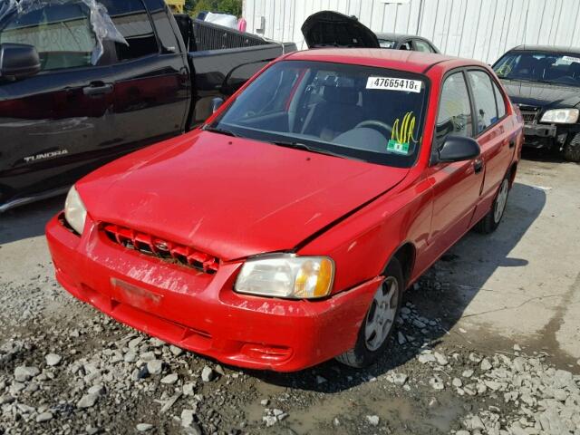 KMHCG45C01U243395 - 2001 HYUNDAI ACCENT GL RED photo 2