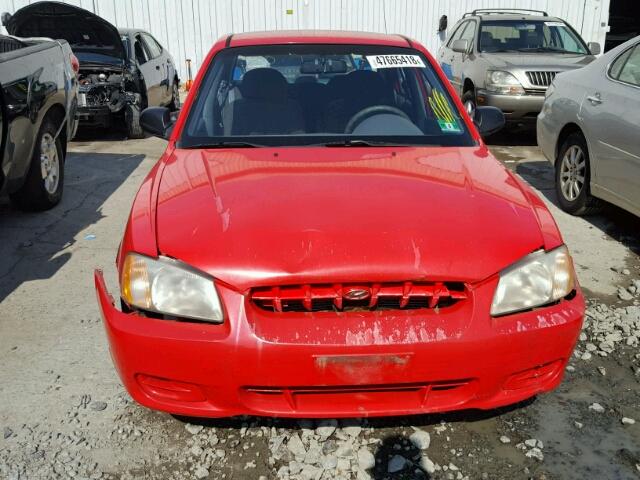 KMHCG45C01U243395 - 2001 HYUNDAI ACCENT GL RED photo 9