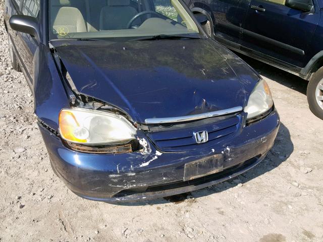 2HGES16412H952151 - 2002 HONDA CIVIC DX BLUE photo 9