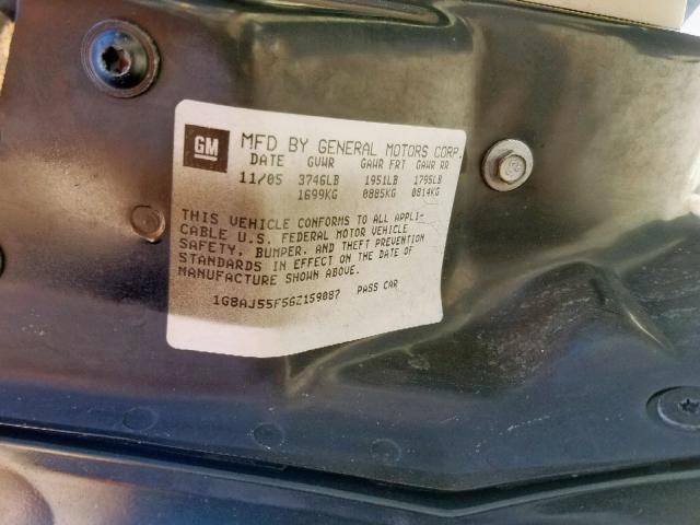 1G8AJ55F56Z159087 - 2006 SATURN ION LEVEL BLACK photo 10