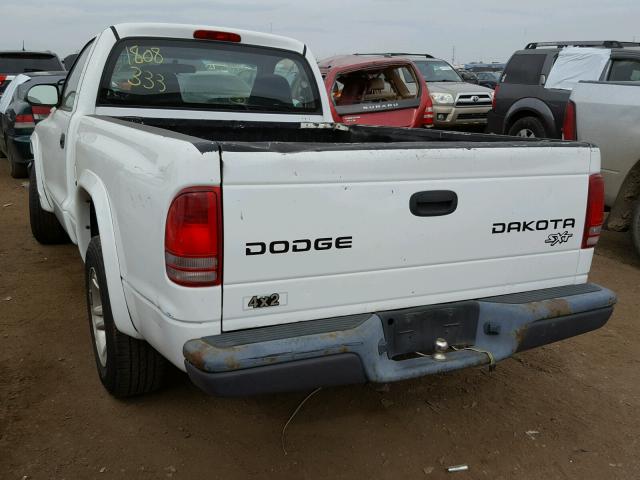 1D7FL16K14S645451 - 2004 DODGE DAKOTA SXT WHITE photo 3