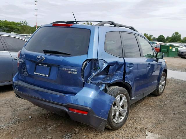 JF2SJADCXFH537700 - 2015 SUBARU FORESTER 2 BLUE photo 4