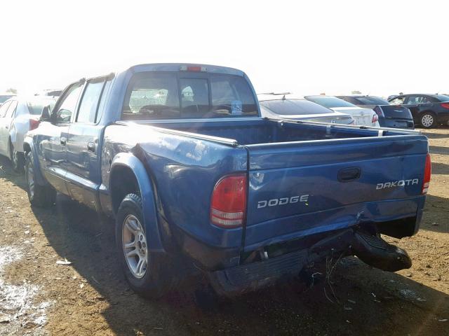 1D7HL38X13S324747 - 2003 DODGE DAKOTA QUA BLUE photo 3