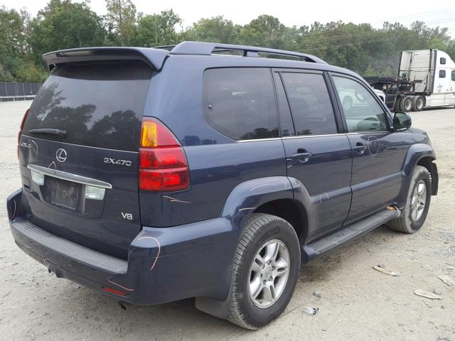 JTJBT20X340039158 - 2004 LEXUS GX 470 BLUE photo 4