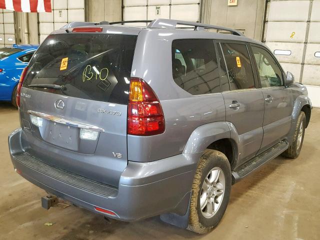 JTJBT20X830006445 - 2003 LEXUS GX 470 GRAY photo 4