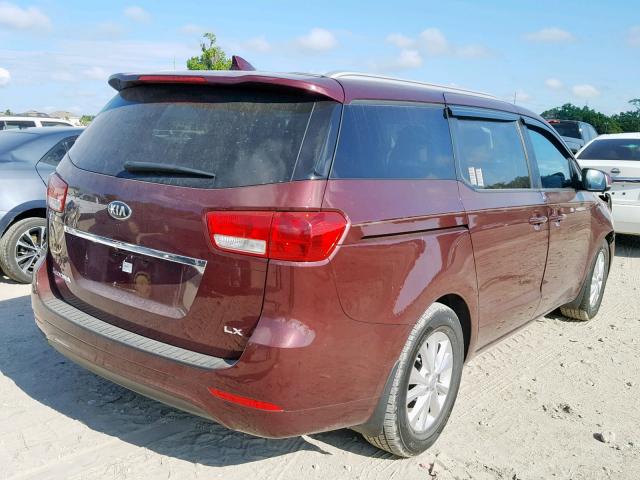 KNDMB5C14G6180555 - 2016 KIA SEDONA LX BURGUNDY photo 4