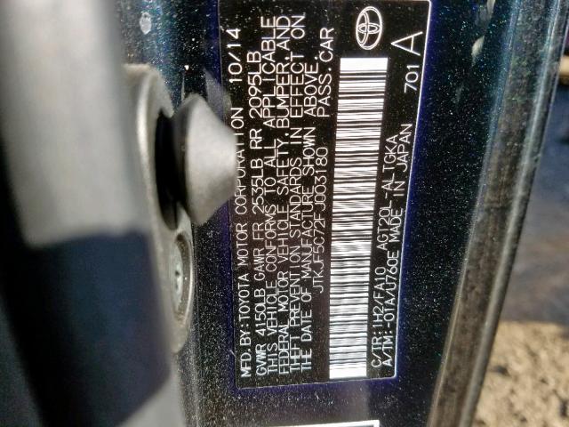 JTKJF5C72FJ003180 - 2015 TOYOTA SCION TC ლურჯი ფოტო 10