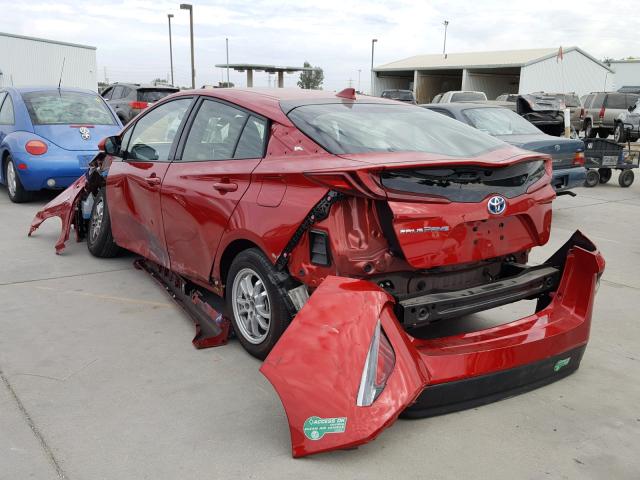 JTDKARFP2H3012398 - 2017 TOYOTA PRIUS PRIM RED photo 3