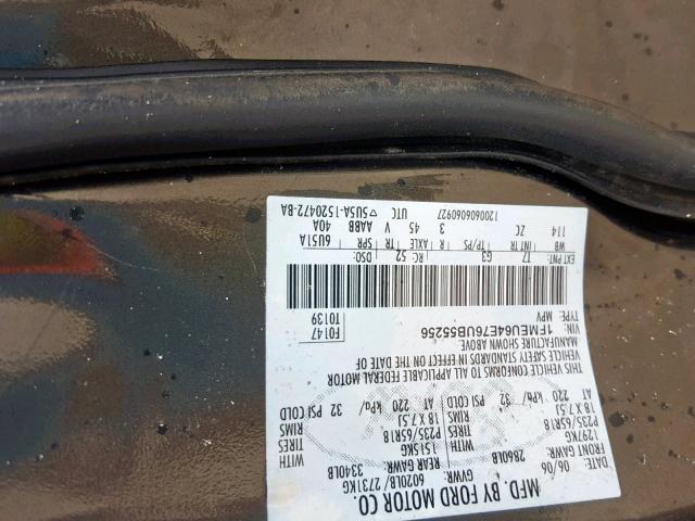 1FMEU64E76UB55256 - 2006 FORD EXPLORER E CHARCOAL photo 10