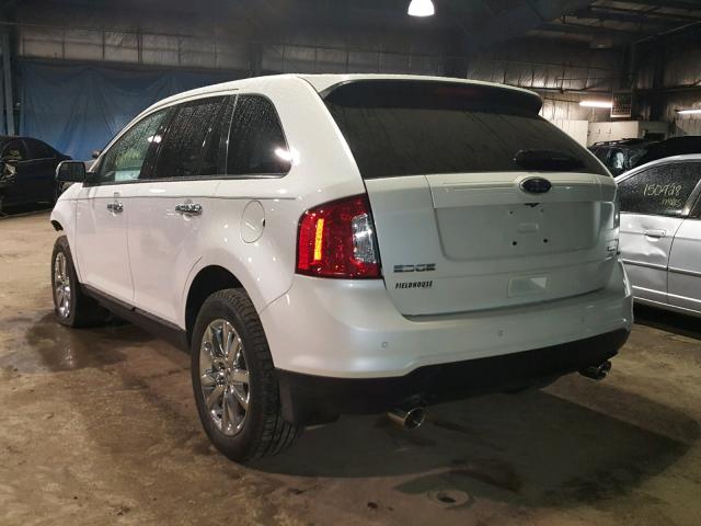 2FMDK3JCXDBC06688 - 2013 FORD EDGE SEL WHITE photo 3