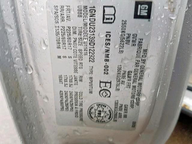 1GNDU23139D122922 - 2009 CHEVROLET UPLANDER L 银色 照片 9