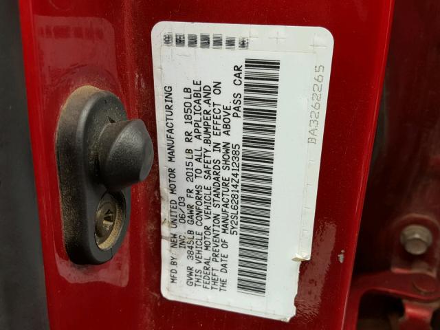 5Y2SL62814Z412385 - 2004 PONTIAC VIBE RED photo 10