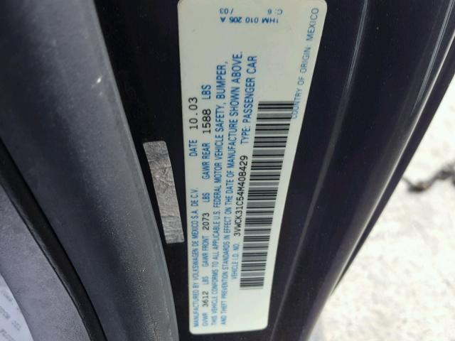 3VWCK31C54M408429 - 2004 VOLKSWAGEN NEW BEETLE Boz foto 10