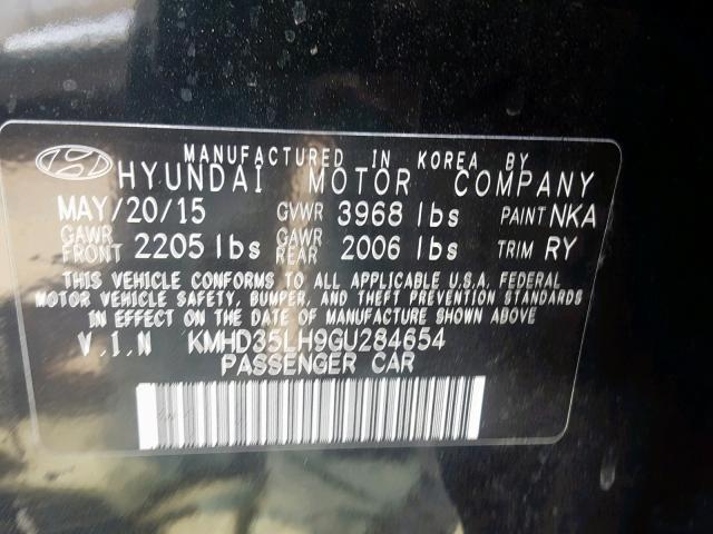 KMHD35LH9GU284654 - 2016 HYUNDAI ELANTRA GT BLACK photo 10