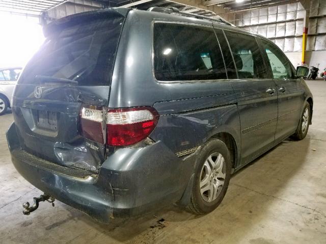 5FNRL38605B421346 - 2005 HONDA ODYSSEY EX BLUE photo 4