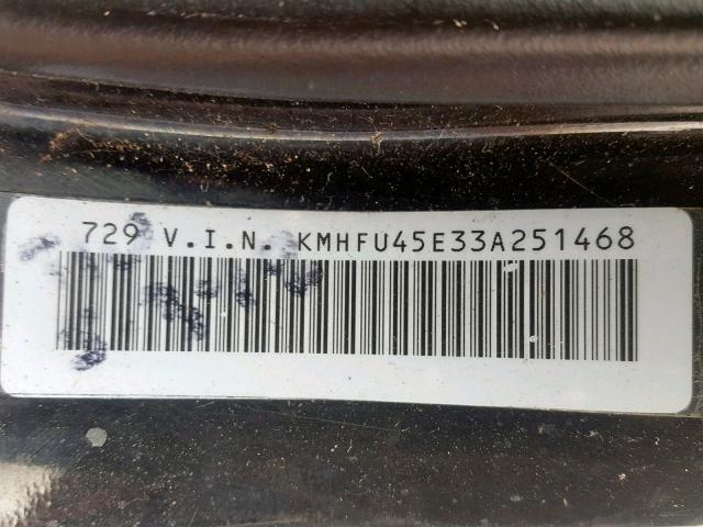 KMHFU45E33A251468 - 2003 HYUNDAI XG 350 BLACK photo 10