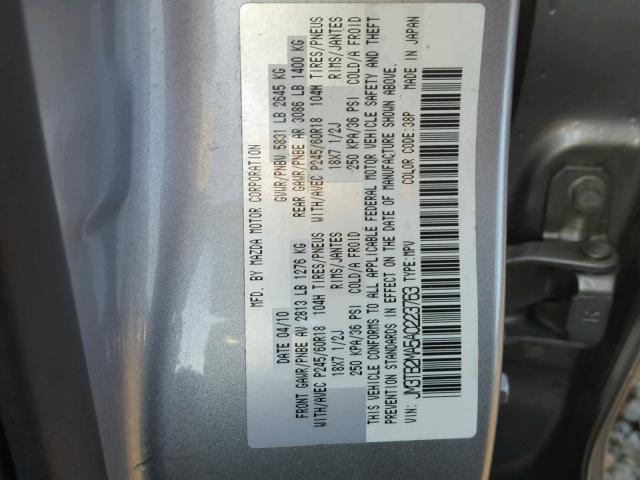 JM3TB2MA5A0223763 - 2010 MAZDA CX-9 GRAY photo 10