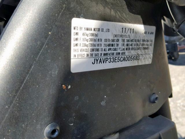 JYAVP33E5CA005683 - 2012 YAMAHA XVS1300 CU BLACK photo 10