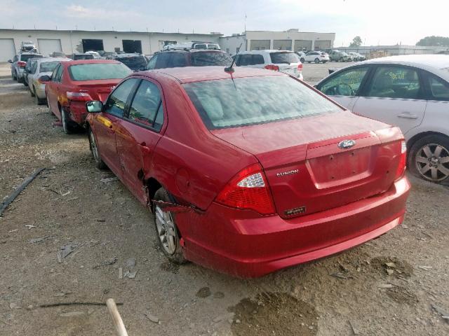 3FAHP0GA0CR268456 - 2012 FORD FUSION S RED photo 3