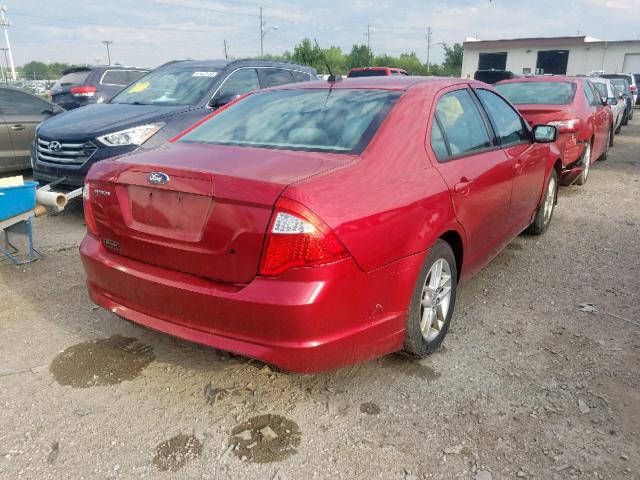 3FAHP0GA0CR268456 - 2012 FORD FUSION S RED photo 4