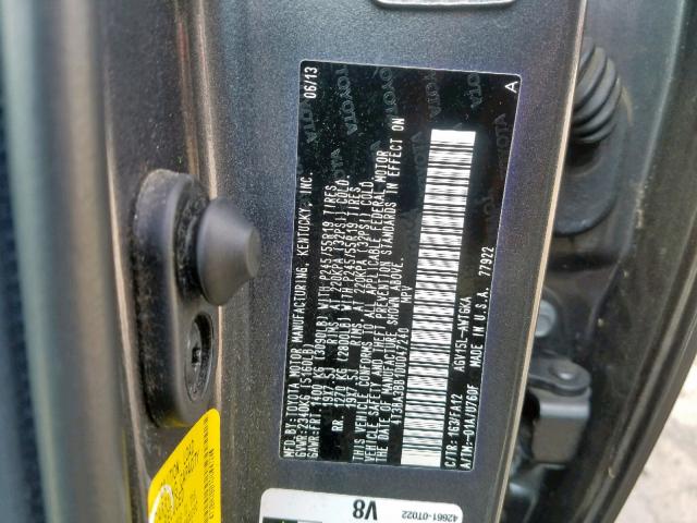 4T3BA3BB1DU047240 - 2013 TOYOTA VENZA LE GRAY photo 10