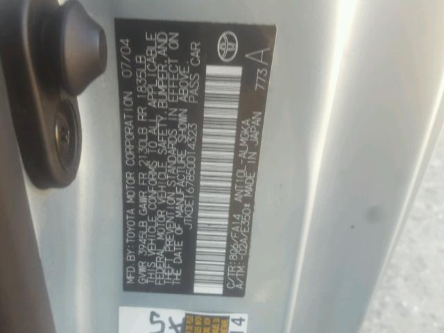 JTKDE167850014323 - 2005 TOYOTA SCION TC 银色 照片 10