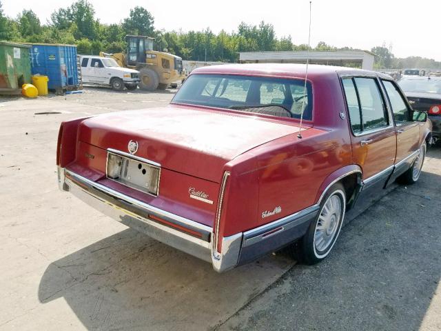 1G6CD53B4M4260625 - 1991 CADILLAC DEVILLE RED photo 4