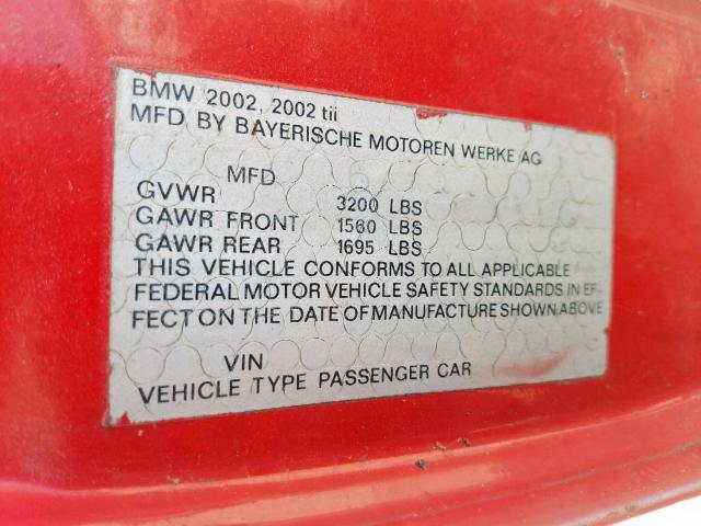 2764182 - 1973 BMW 2002TII RED photo 10