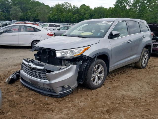 5TDZKRFHXES016116 - 2014 TOYOTA HIGHLANDER SILVER photo 2