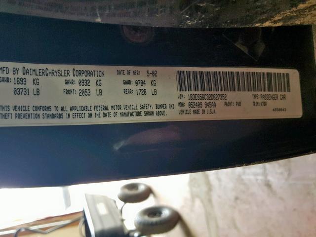 1B3ES56C32D627352 - 2002 DODGE NEON ES BLACK photo 10