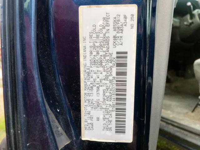 5TBBT44183S373730 - 2003 TOYOTA TUNDRA ACC BLUE photo 10