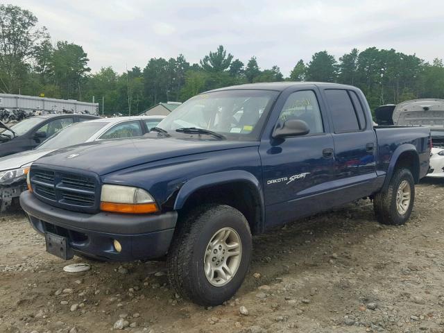 1B7HG2AN51S290665 - 2001 DODGE DAKOTA QUA BLUE photo 2