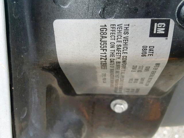 1G8AJ55F17Z139856 - 2007 SATURN ION LEVEL SILVER photo 10