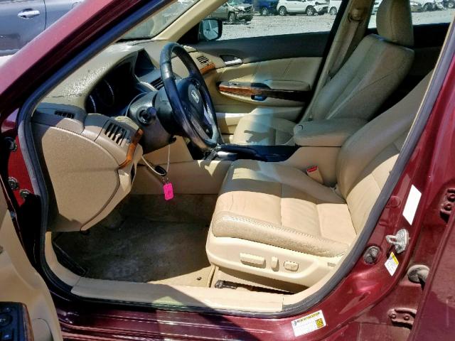 1HGCP2F86AA140441 - 2010 HONDA ACCORD EXL BURGUNDY photo 5