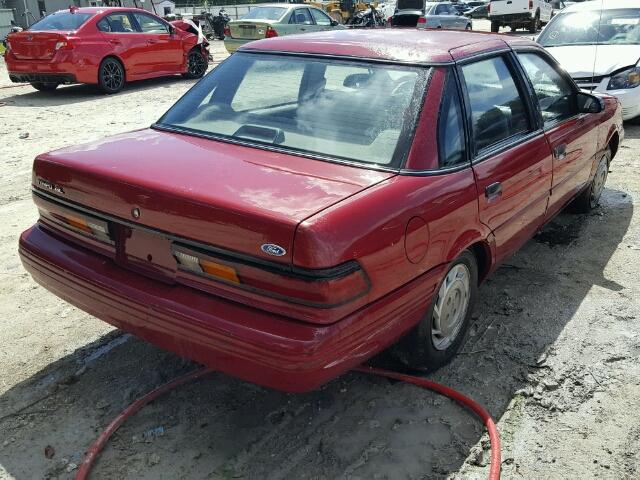 2FAPP36X2NB139607 - 1992 FORD TEMPO GL RED photo 4