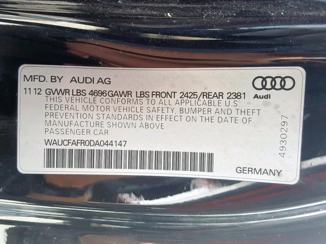 WAUCFAFR0DA044147 - 2013 AUDI A5 PREMIUM BLACK photo 10