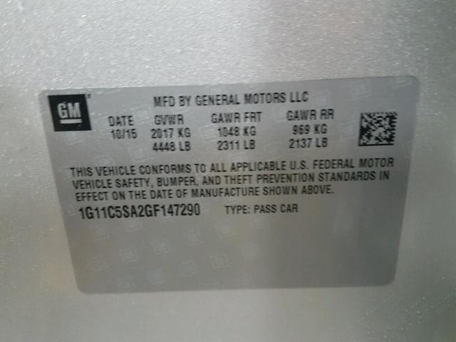 1G11C5SA2GF147290 - 2016 CHEVROLET MALIBU LIM 银色 照片 10