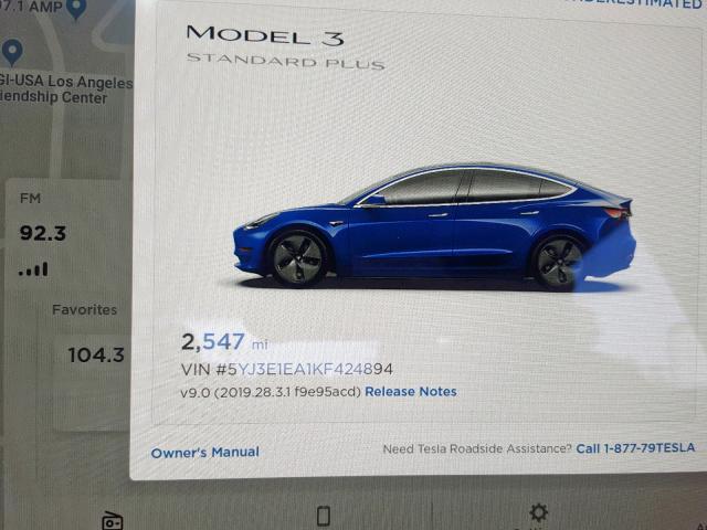 5YJ3E1EA1KF424894 - 2019 TESLA MODEL 3 BLUE photo 8