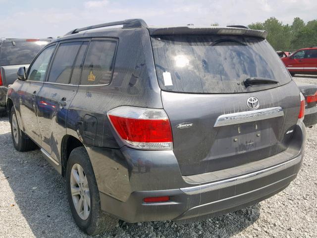 5TDBK3EH3CS169904 - 2012 TOYOTA HIGHLANDER GRAY photo 3