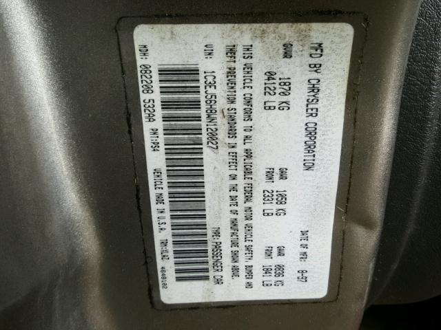 1C3EJ56H8WN120027 - 1998 CHRYSLER CIRRUS LXI SILVER photo 10