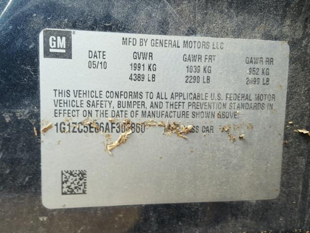 1G1ZC5E06AF306860 - 2010 CHEVROLET MALIBU 1LT BLACK photo 10