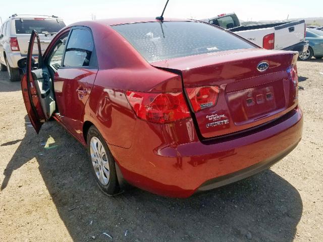 KNAFU4A27B5402204 - 2011 KIA FORTE EX RED photo 3