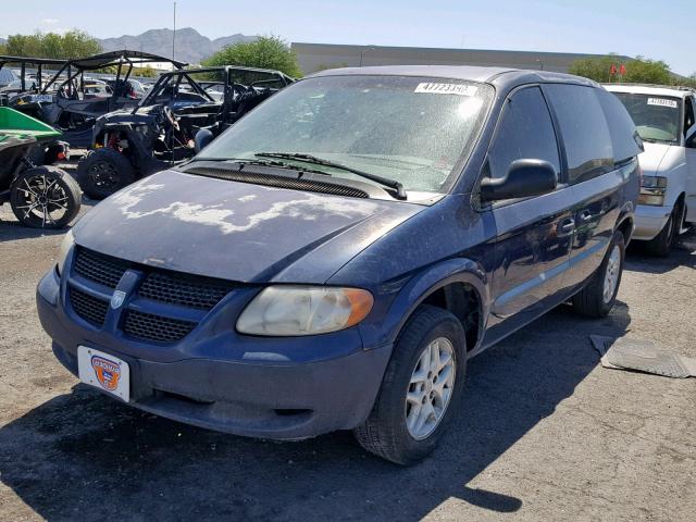 1B4GP253X2B607875 - 2002 DODGE CARAVAN SE BLUE photo 2