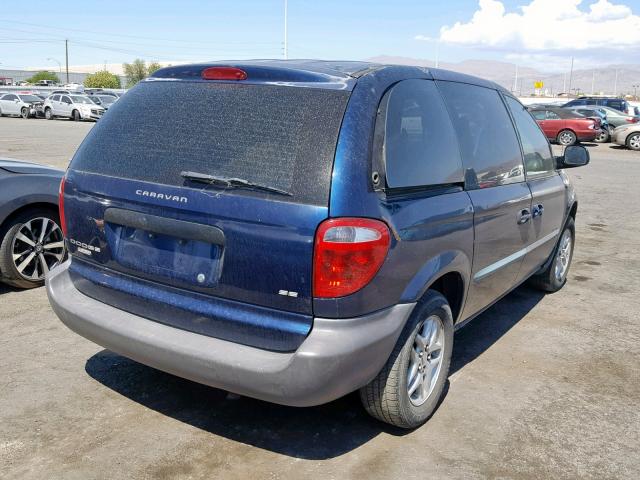 1B4GP253X2B607875 - 2002 DODGE CARAVAN SE BLUE photo 4