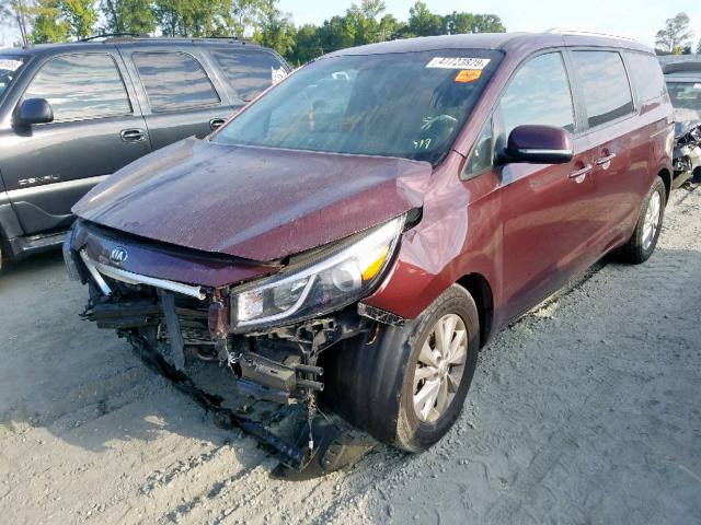 KNDMB5C18G6093659 - 2016 KIA SEDONA LX BURGUNDY photo 2