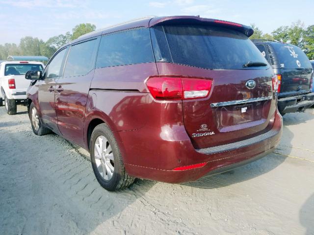 KNDMB5C18G6093659 - 2016 KIA SEDONA LX BURGUNDY photo 3