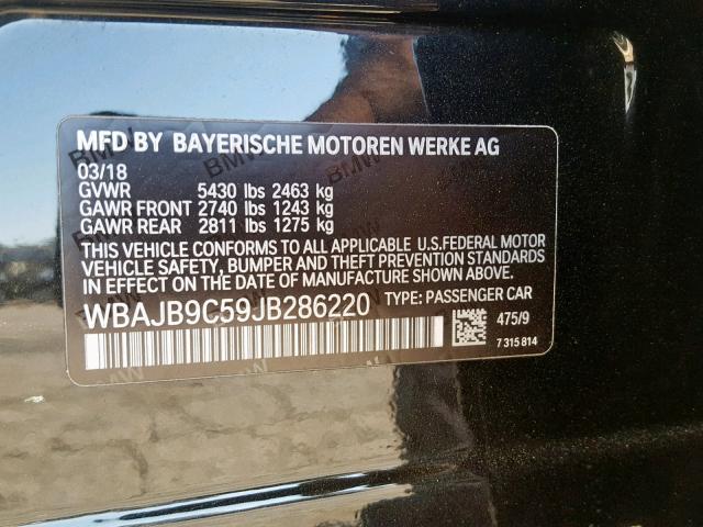 WBAJB9C59JB286220 - 2018 BMW M550XI BLACK photo 10