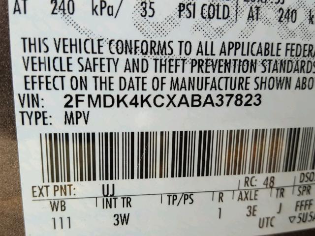 2FMDK4KCXABA37823 - 2010 FORD EDGE LIMIT GRAY photo 10