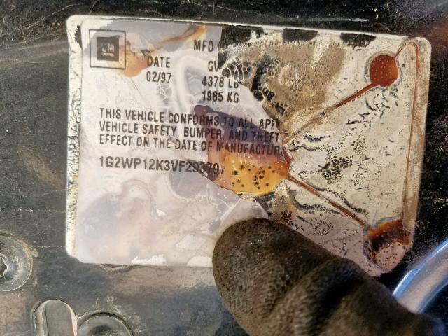 1G2WP12K3VF293797 - 1997 PONTIAC GRAND PRIX BLACK photo 10